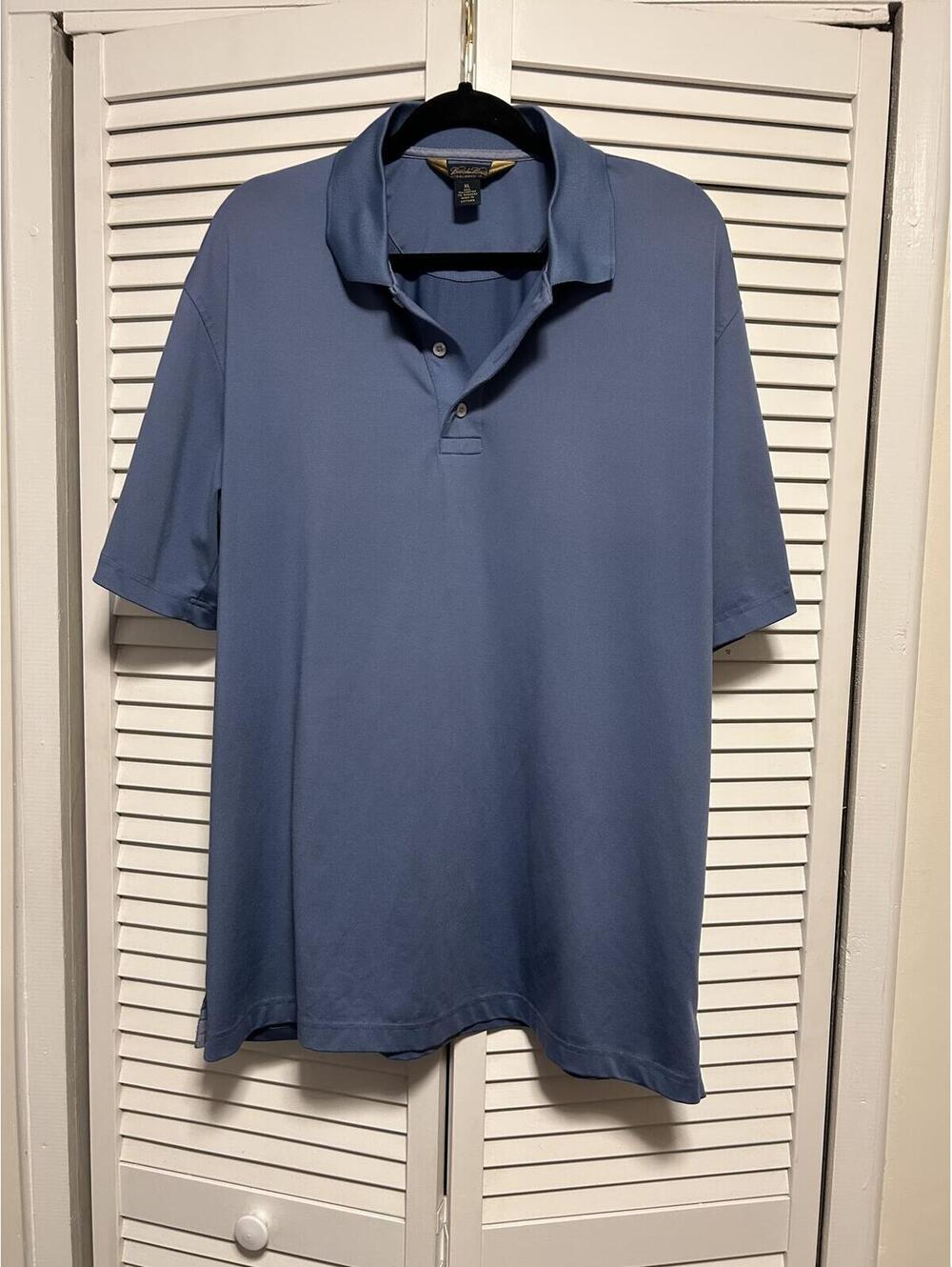 Brooks Brothers Polo Shirt Mens XL Blue Stretch Performance Short Sleeve